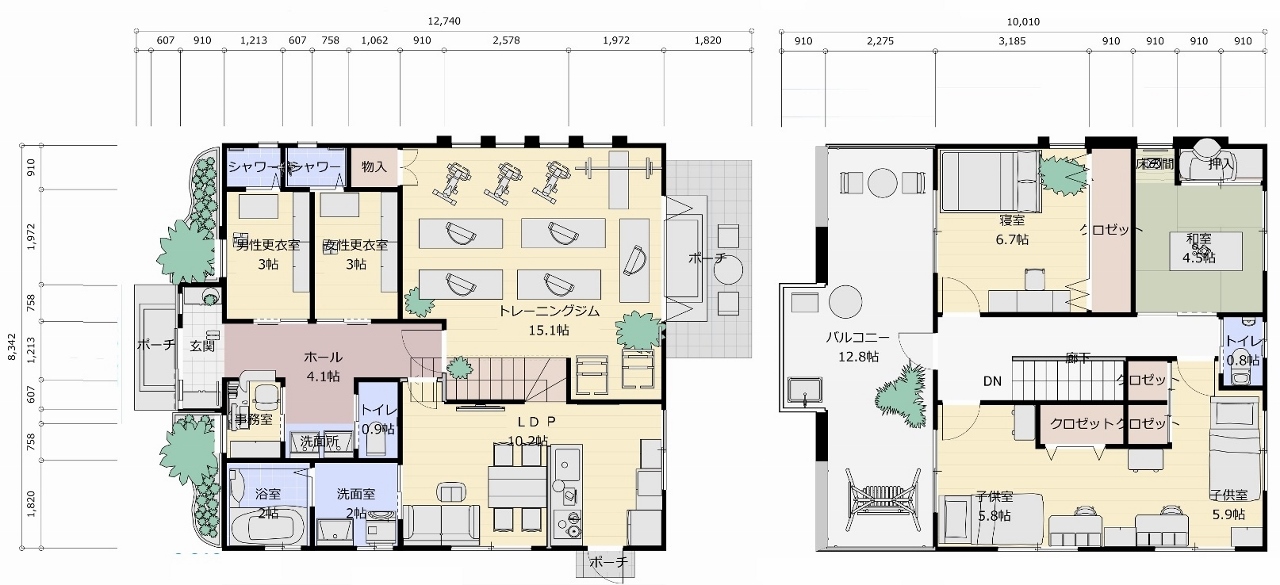 👪狭小プラン10-間口8.3m 2階建て 延床面積134㎡…